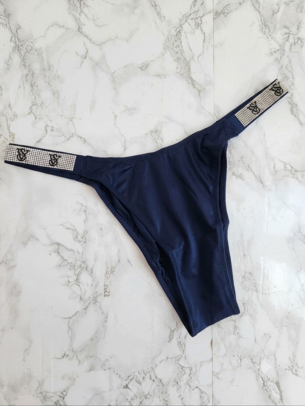 Victoria Secret VERY SEXY Bombshell Shine Strap Brazilian Panty Blue